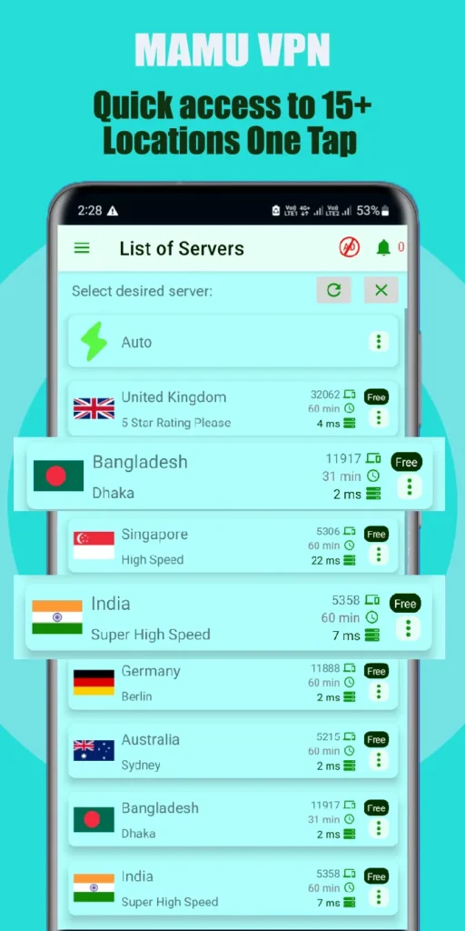 mamu vpn app server list